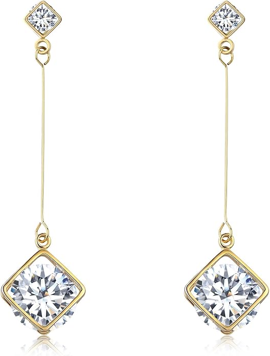 SBLING Cubic Zirconia Teardrop Earrings, Diamond Earrings, Wedding Earrings for Brides Bridesmaids, Bridal Dangle Earrings, Teardrop Crystal Drop earrings for Women Jewelry Gifts