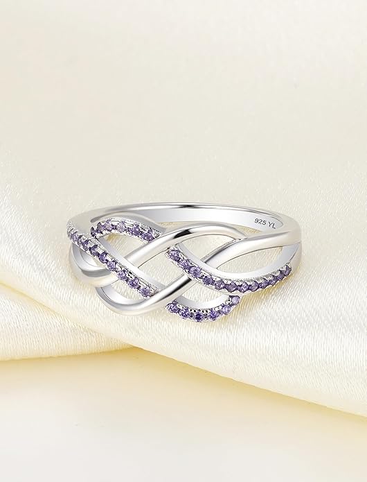 YL Celtic Knot Rings 925 Sterling Silver Twisted Knot Ring Birthstone Infinity Statement Jewelry for Women-size5