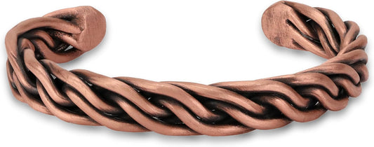 Handmade Elegant Copper Bracelet for Women and Men-Pure Copper Bracelet for Pain Relief and Stress Relief-Adjustable, Thickest, Twisted Copper Wire Bracelet to Fit many Size Wrist(folded)