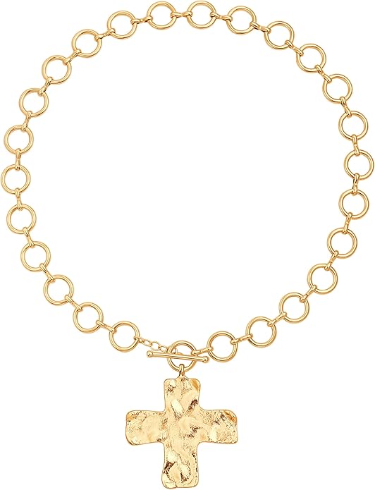 Aobei Pearl 18K Gold Plated Moon Star Lion Evil Eye Love Heart Cross Pendant Necklace Medallion Paperclip Chian Choker Layering Jewery for Women