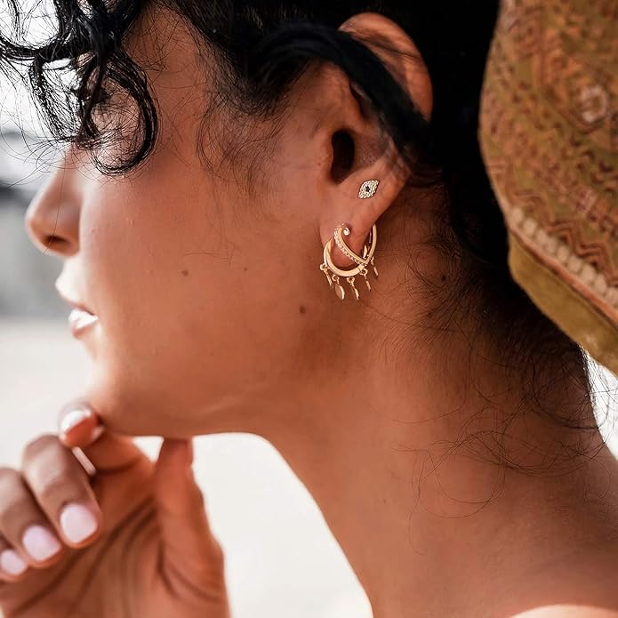 MYEARS Women Earrings Gold Huggie Hoop Ear Stud Cuff 14K Small Simple Hypoallergenic Everyday Jewelry