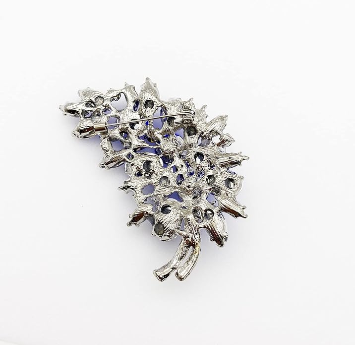 LAXPICOL Vintage Green Austrian Crystal Flower Leaf Bouquet Clusters Large Big Brooch Pin for Women Gold Tone