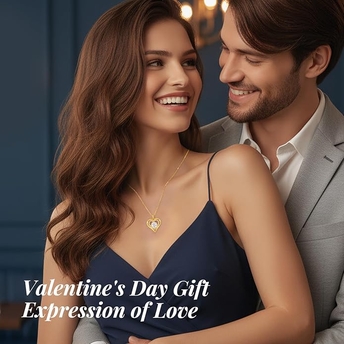 Valentine's Day Gift Moissanite Heart Pendant Necklaces for Women, 925 Sterling Silver Necklace Engraved with 'I LOVE YOU', Ideal Anniversary Birthday Jewelry Gifts for Mom Wife Girlfriend Daughter Her