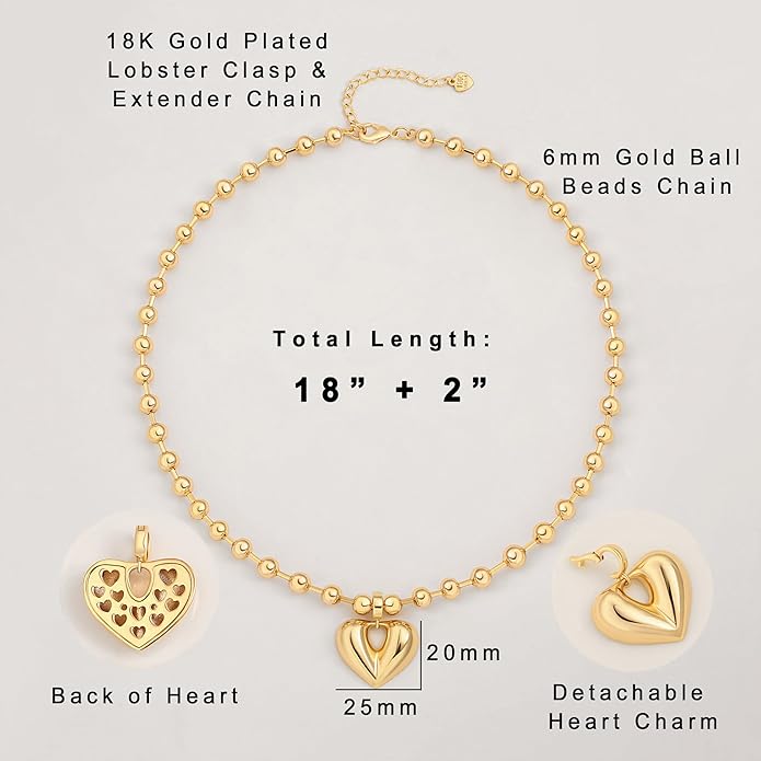 Aobei Pearl 18K Gold Plated Moon Star Lion Evil Eye Love Heart Cross Pendant Necklace Medallion Paperclip Chian Choker Layering Jewery for Women