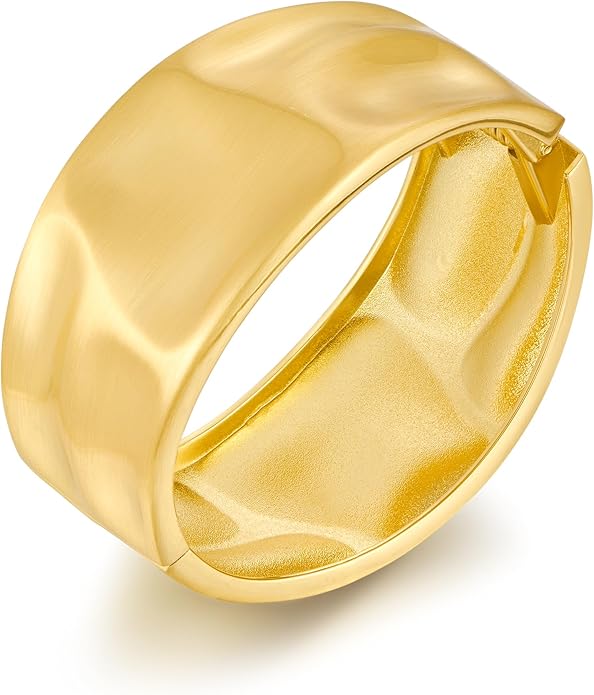 Statement Golden Matte Bracelet for women Minimalist Chunky Brushed Bangle Bracelet Vintage Thick Wide Cuff bracelet Gold Plated Open Cuff Geometric Bracelet