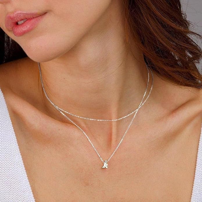 Yoosteel Valentines Gifts for Her Women - Layered Initial Necklaces for Women Trendy 14K Gold Plated Letter A-Z Necklace Gold/Silver Initial Necklace Stack Birthday Gifts for Teen Girls Jewelry