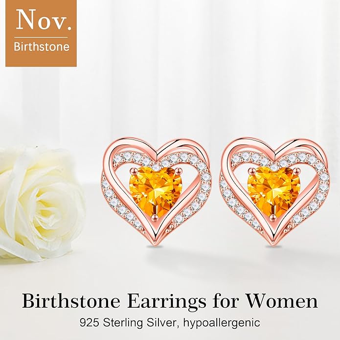 Iefil Valentine Day Gifts for Her - 925 Sterling Silver Heart Stud Earrings Birthday Gifts for Women