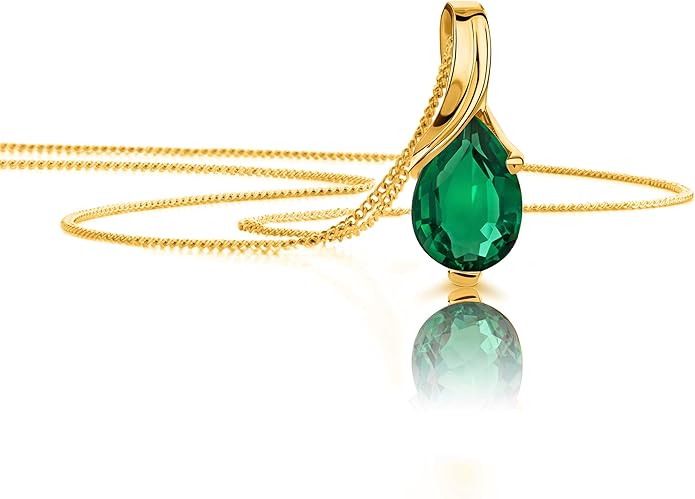 Orovi 14K Gold Necklace for Women in 14K Yellow Gold/White Gold 585 with Ruby/Sapphire/Emerald/Topaz/Amethyst Gemstone/Birthstone Pendant Necklace and Gold Chain 17.7 ″ Long - Women's Jewelry