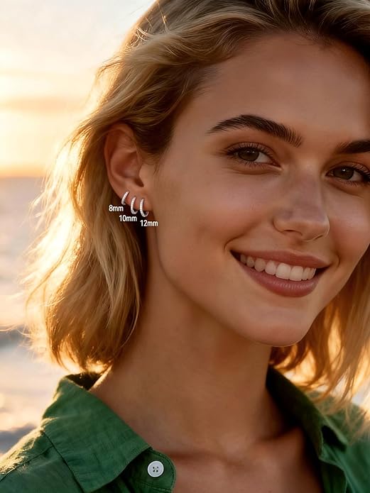 FaithHeart Sterling Silver Hoop Earrings for Women, Hypoallergenic Huggie Hoop Earrings Lightweight Small Cartilage Earrings Hoop Earring Dainty Everyday Earrings 6/8/10/12/14/15/16/18/20mm