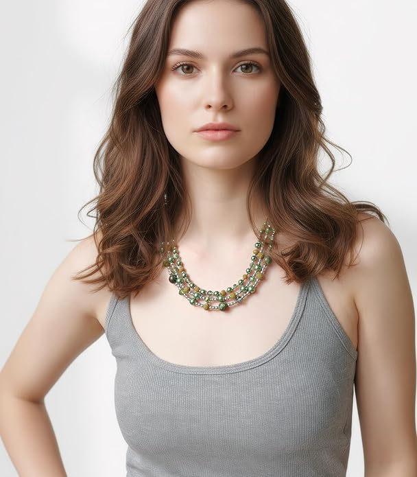Noessla Beaded Statement Necklaces for Women Layered Chunky Bead Necklace Fashion Costume Jewelry Gifts for Mom