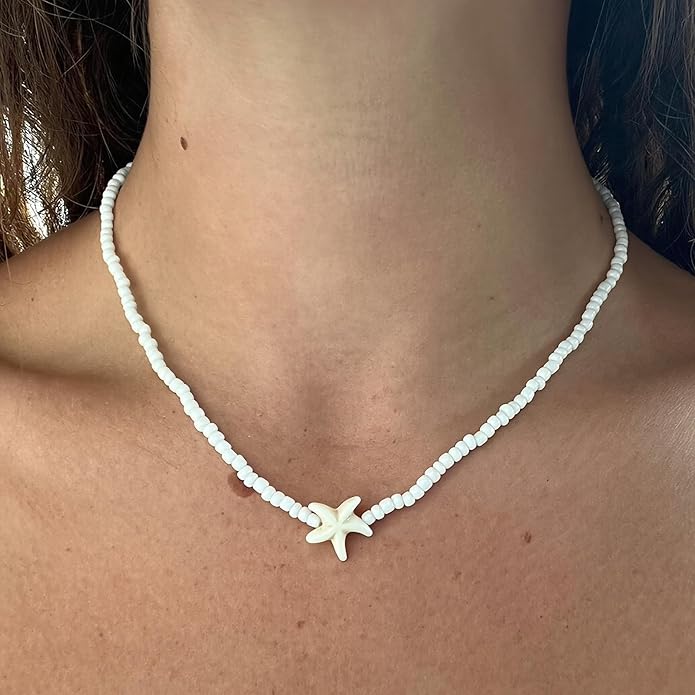 Nackiy Handmade Sea Shell Necklace for Women Summer Adjustable Natural Shell Collar Necklace