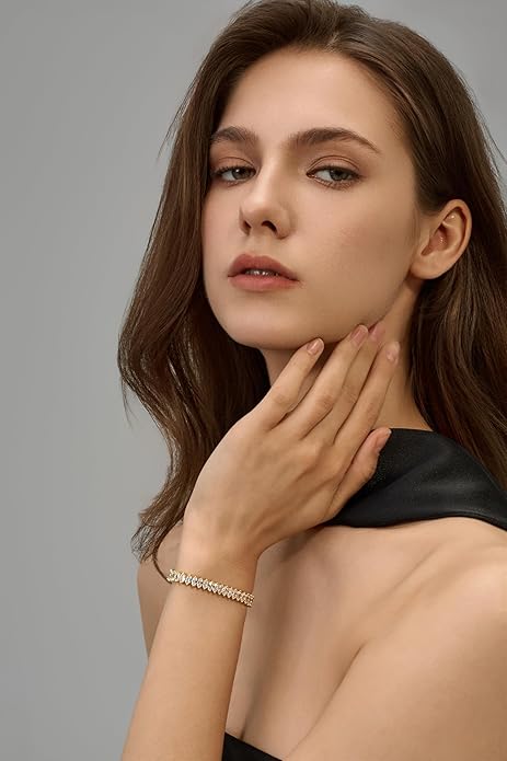 14K Gold Filled Tennis Bracelet for Women- Classic Gold Bracelet for Women, Oval Stone Cut Bracelet Valentines, Mothers, Christmas Jewelry Gift for Women