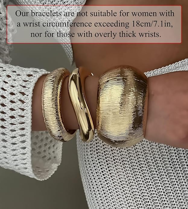 SAMOCO 3Pcs Chunky Gold Bangle Bracelets for Women Trendy Wide Wrist Cuff Bracelets Stack Statement Bangle Fashion Gifts