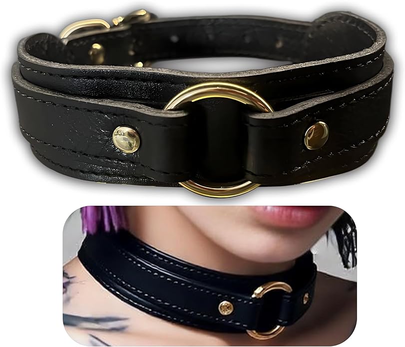 Black Choker Necklaces for Women, 100% Genuine Leather Fur,Collar for Man and Woman, Premium Goth Punk Accessory
