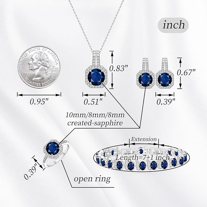 GZWHD Jewelry Set for Women CZ Earrings Necklace Ring Bracelet Set Prom Party Wedding Jewelry Gift for Mother Friend Wife