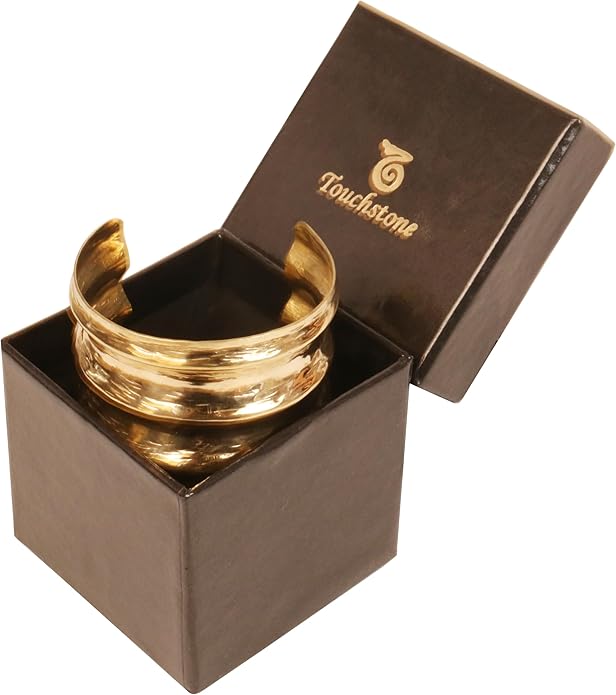 Touchstone Indian Bollywood Handcrafted Slip In Easy To Wear Stylish Wrist Enhancer Designer Broad Jewelry Cuff Bracelet For Women and Men.