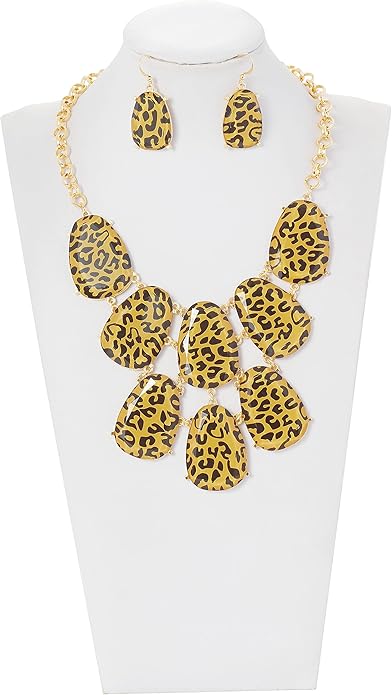Firstmeet Chunky Bubble Statement Collar Necklace with Earrings for Women