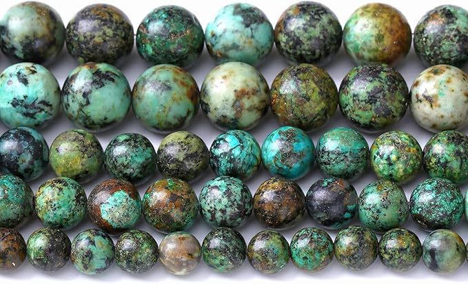 10MM 36PCS Natural Stone Green African Turquoise Spacer Loose Beads for Jewelry Making DIY Bracelet Necklace