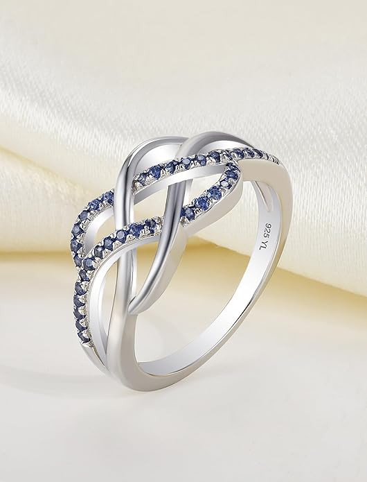 YL Celtic Knot Rings 925 Sterling Silver Twisted Knot Ring Birthstone Infinity Statement Jewelry for Women-size5