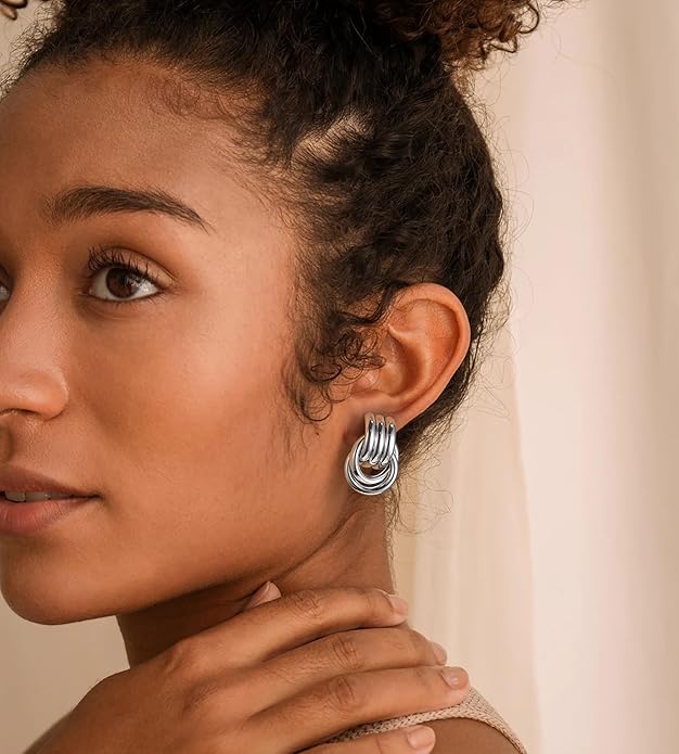 Geometric Earrings for Women, Chunky Dangle Earrings Trendy Vintage Statement Earrings Dupes Jewelry for Women