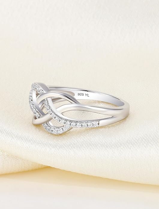 YL Celtic Knot Rings 925 Sterling Silver Twisted Knot Ring Birthstone Infinity Statement Jewelry for Women-size5