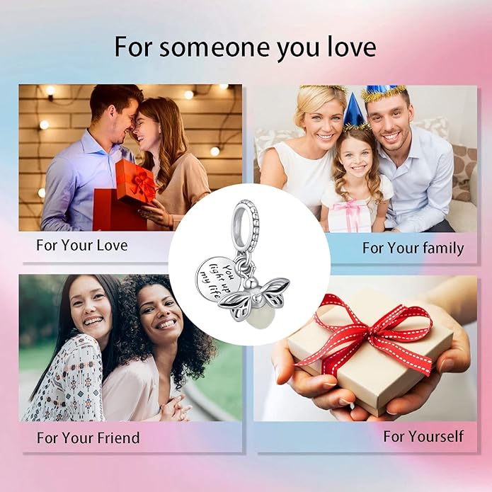 Birthday Fashion Love Heart Dangle Charm 925 Sterling Silver Charms fits Bracelets and Necklace Pendant Bead Charms Jewelry Present for Women Family Friends