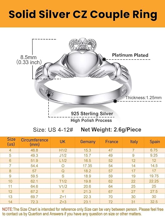 Bestyle 925 Sterling Silver Ring for Women, Minimalist Claddagh Ring Celtic Knot Ring for Women, Irish Promise Wedding Band, Gold/Rose Gold Vermeil Women Band Ring, Stackable, Gift for Her
