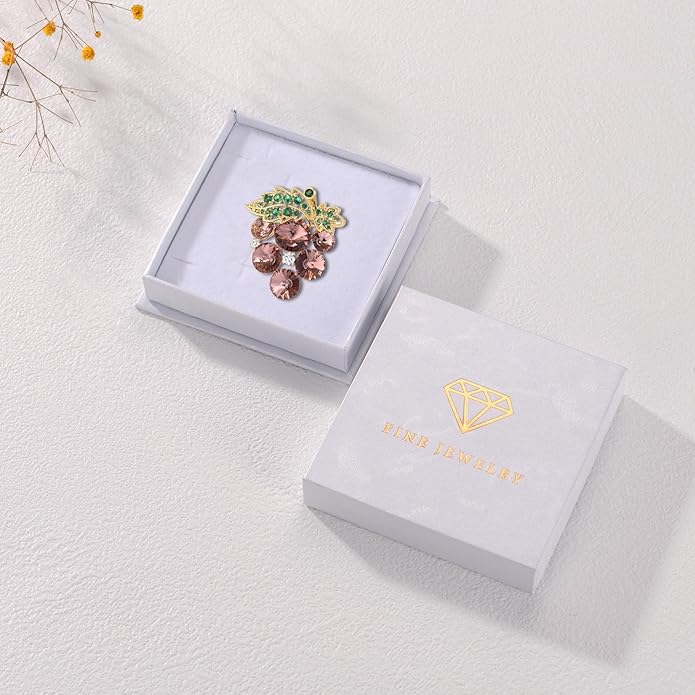 Fruit Brooch Austrian Crystal Rhinestone Brooch 18K Gold Plated Birthstone Lapel Pin Jewelry Birthday Gifts for Women Men