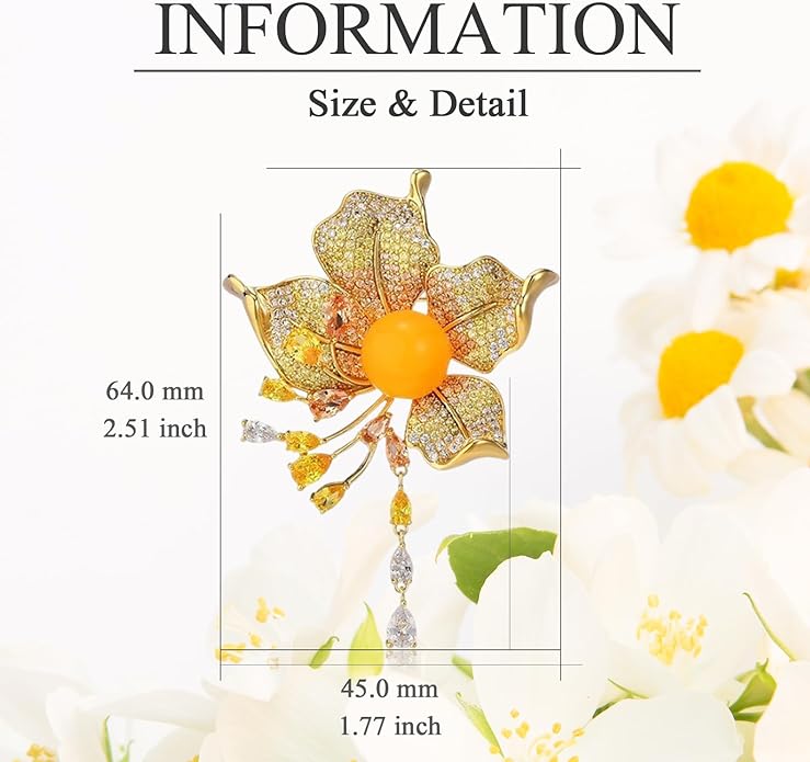 Flower Brooch for Women Rhinestone Flower Brooch Pins Floral Brooches Jewelry Gift for Mom Wife