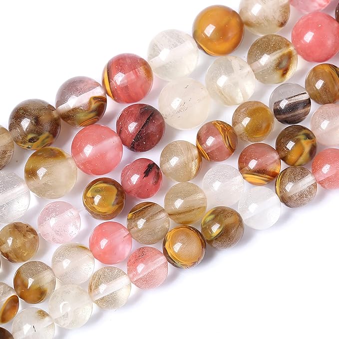 32PCS 12mm Natural Stone Beads Watermelon Tourmaline Gemstone Round Loose Spacer Beads for Jewelry Making DIY Bracelet Necklace 15 Inch,Energy Stone Healing Power