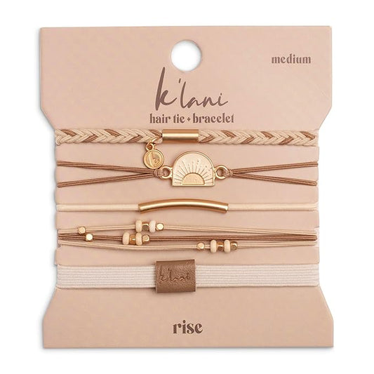 K'lani Hair Tie Bracelets for Women - Elastic Hair Bands That Double as Stylish Jewelry - Rise - Large