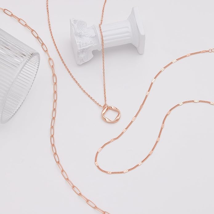 Layered Gold Necklaces for Women, Stackable Dainty 14K Gold Silver Plated Trendy Simple Heart Diamond Cross Bow Circle Pendant Paperclip Choker Dot Chain Necklace,Jewelry Set Gifts for Women