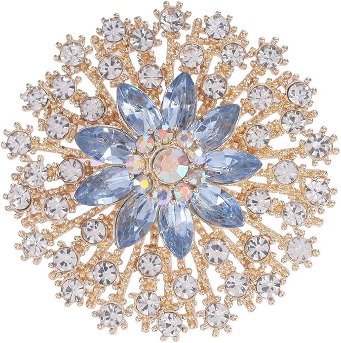 Rhinestone Crystal Flower Brooch Pin Sparkling Large Crystal Sunflower Brooch Vintage Floral Lapel Pins Rhinestone Flower Bouquet Broochs Rose Snowflake Broochs Wedding Bridal Dress Jewelry for Women