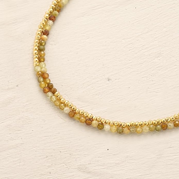 MYEARS Women Beaded Bracelet Gold Double Layer Gemstone 14K Simple Dainty Handmade Chain Everyday Boho Beach Jewelry
