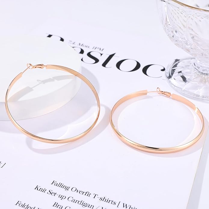 Gacimy 14K Gold Plated Hoop Earrings for Women, 14k Real Gold Plated with 925 Sterling Silver Post, Hypoallergenic Lightweight Thick Hoops Earrings for Women Trendy