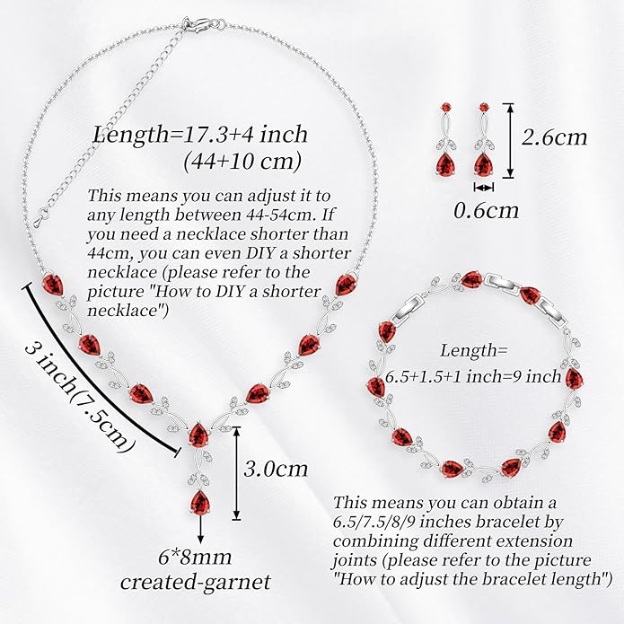 GZWHD Wedding Jewelry Sets for Bride Bridesmaid Women Cubic Zirconia Necklace Earrings Bracelet Set Gift for Mother Friend Wife Daughter Sister Party Prom Jewelry