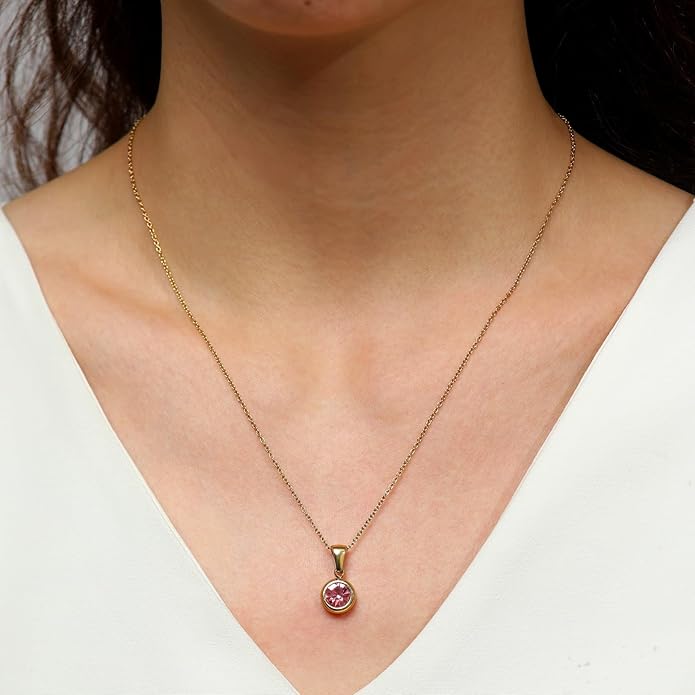 14K Gold-Plated Women's Double-Layer Birthstone Necklace Delicate Round Birthstone Pendant with a Simple Necklace, a Birthday Gift for Women Teenage Girls