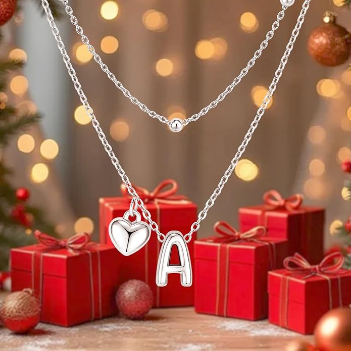 adoyi Valentines Day Gifts for Women Hers Dainty 14K Gold Plated Heart Initial Necklaces Layered Letter A-Z Pendant Necklace Stack Trendy Jewelry Birthday Valentines Day Gifts for Women Jewelry