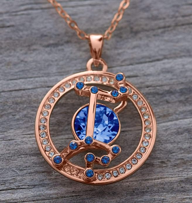 Leafael "Superstar Zodiac Constellation Pendant Necklace Made with Premium Crystal Horoscope Jewelry, Gold or Rose Gold Plated, 18"+ 2"