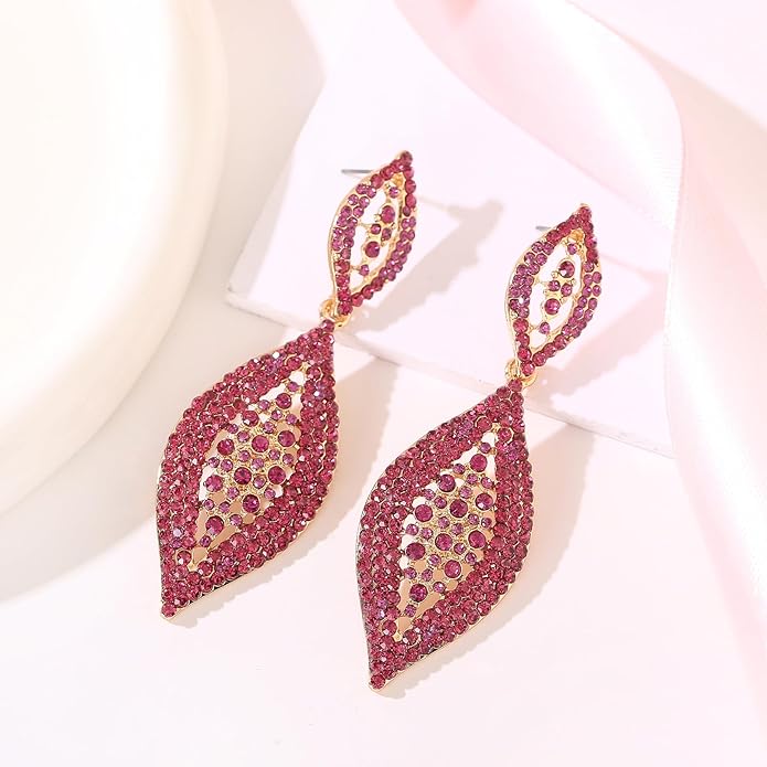 Elegant Rhinestone Dangle Earrings Crystal Wedding Bridal Long Dangling Drop Earrings Chandlier Earrings for Women Bridesmaid