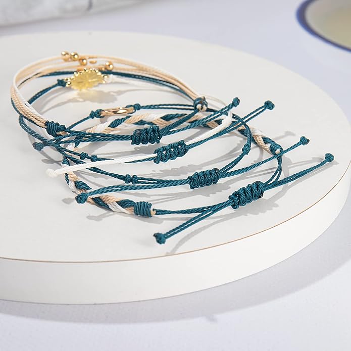 FANCY SHINY Sunflower String Bracelet Boho Braided Rope Wrap Bracelets Cute Summer Beach Surfer Jewelry for Women