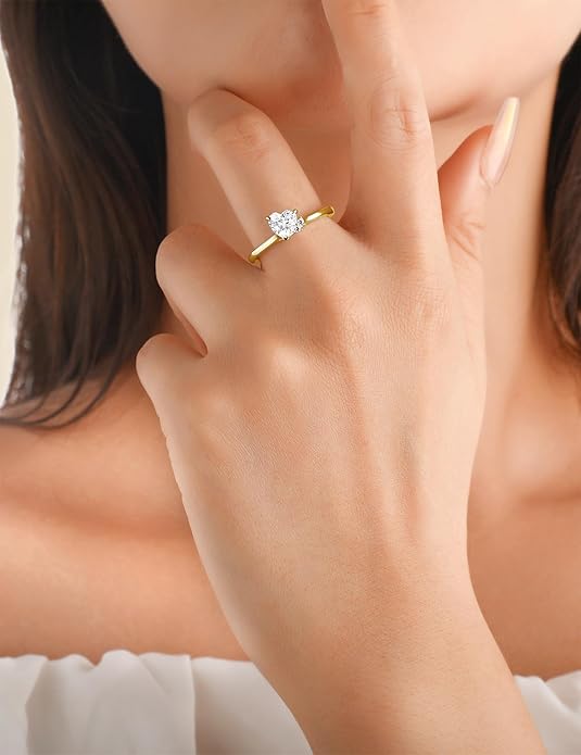 Elspeth 925 Sterling Silver Heart Engagement Ring for Women Heart Cut Cubic Zirconia Promise Ring Size 4-10