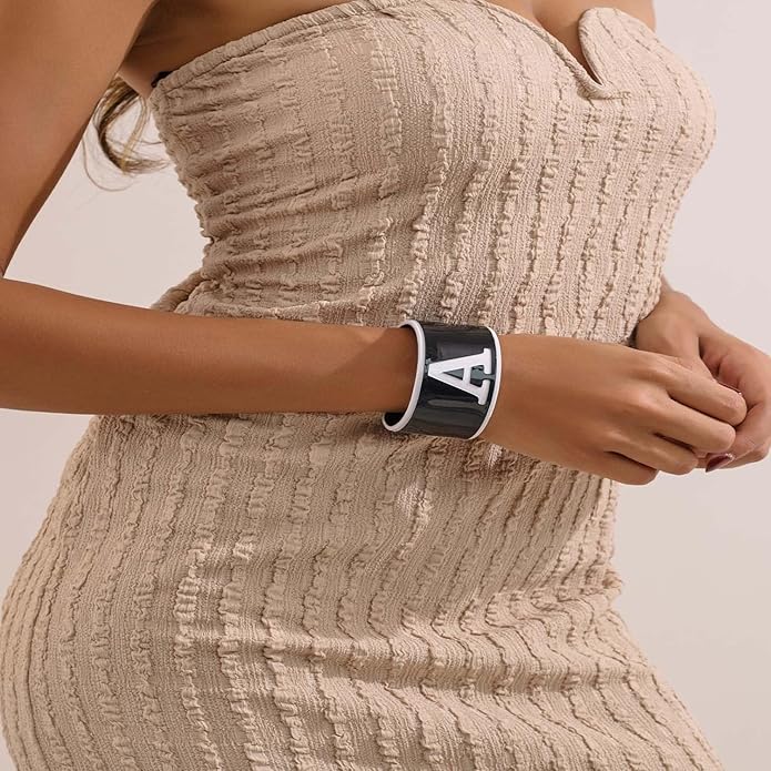 LILIE&WHITE Acrylic Monogram Resin Bracelet for Women Trendy Acrylic Statement Bracelets Jewelry Gift
