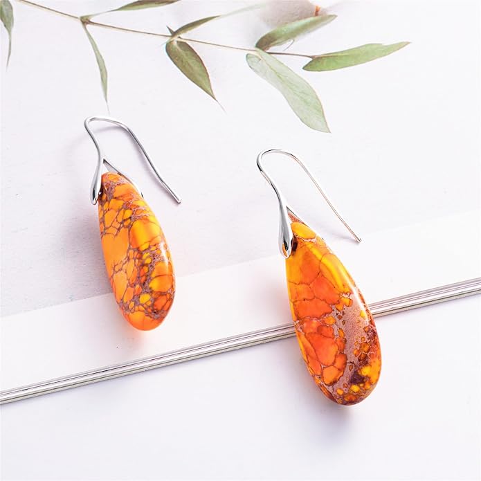 SELOVO Stone Fishhook Dangle Drop Earrings Statement Earrings for Women Stone