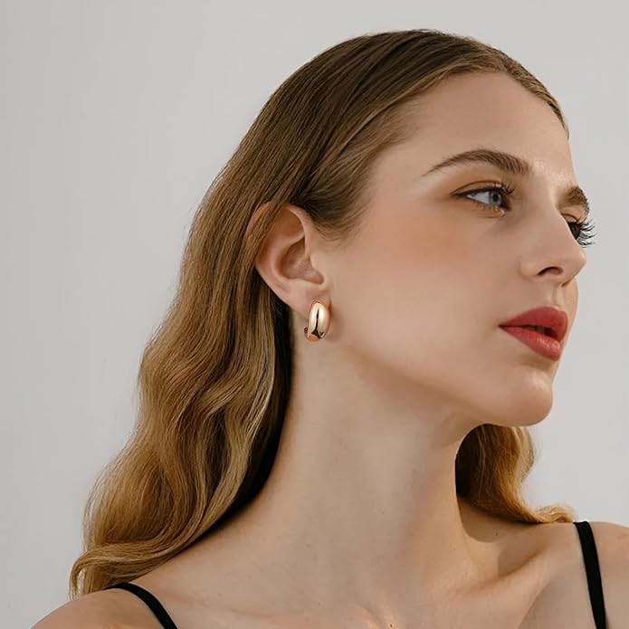 Gacimy Chunky Earrings for Women, Teardrop Earrings with 925 Sterling Silver Post, 14K Gold Plated Statement Drop for Women