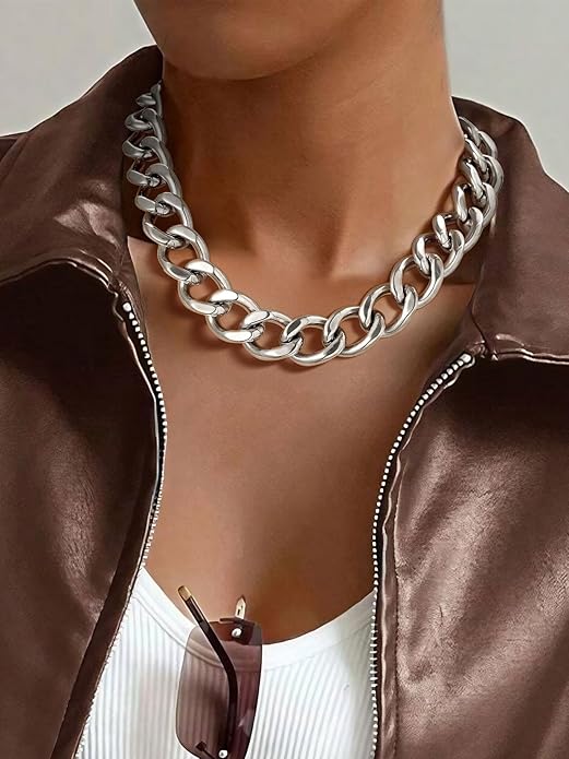 ChainsPro Cuban Link Chain for Women,Stainless Steel Chunky Necklace Silver/Gold Plated Thick Chain Choker, 12/16/20 mm Width,18" and 20" Punk Hip Hop Trendy Non Tarnish Jewelry Gifts