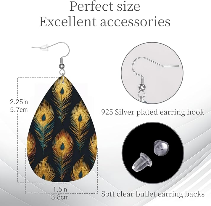 Teardrop Style Leather Earrings Outer Layer Silver Plating Hypoallergenic, Fashion Accessories Suitble Casual Outfits Parties Daily Wear for Sister Mom Wife Friends