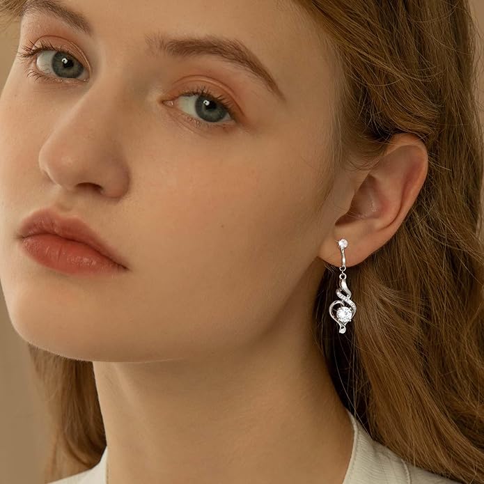 Clip On Earrings Sliver Dangle Earrings for Women Trendy Hanging Drop Earing Hypoallergenic Clip On Earring Birthday Gifts for Women Jewelry