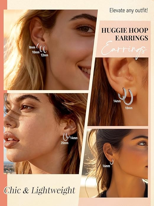 FaithHeart Sterling Silver Hoop Earrings for Women, Hypoallergenic Huggie Hoop Earrings Lightweight Small Cartilage Earrings Hoop Earring Dainty Everyday Earrings 6/8/10/12/14/15/16/18/20mm