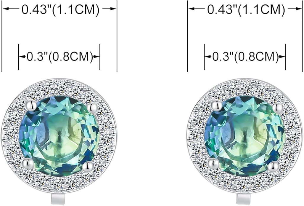 YOQUCOL 8MM Cubic Zirconia Crystal Clip On Stud Earrings Round Non Pierced Earrings for Women